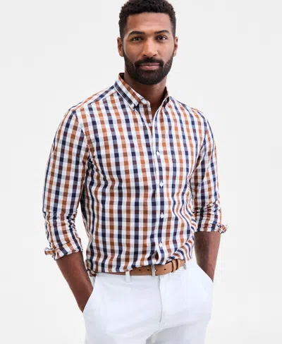 Club Room Long Sleeve Gingham Check Button-down Shirt, Macy's Exclusive In Multi