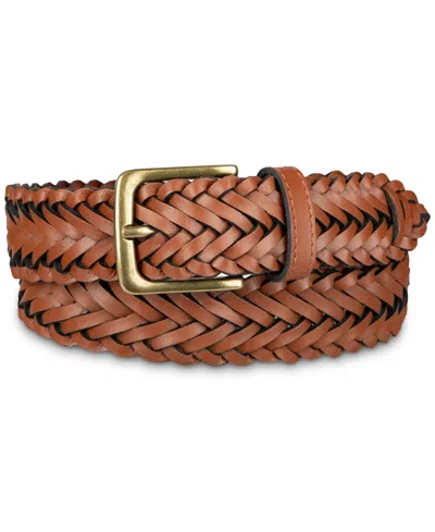 Club Room Luxury Men's Braided Belt, Created For Macy's In Beige