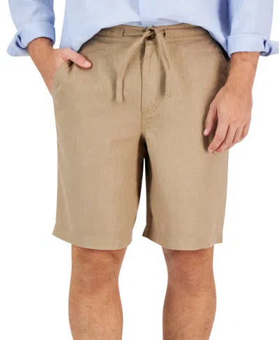 Club Room Men's 100% Linen Drawstring Shorts, Created For Macy's In Safari Tan