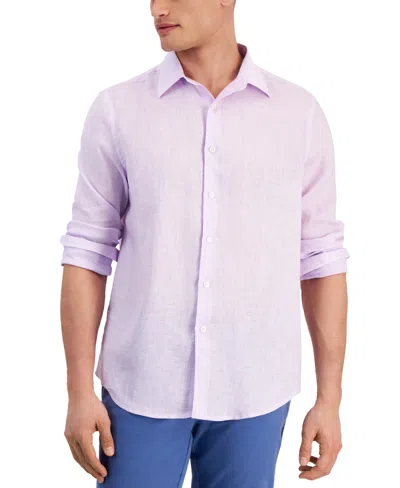 Club Room Men's 100% Linen Shirt, Created For Macy's In Lavender Bouq