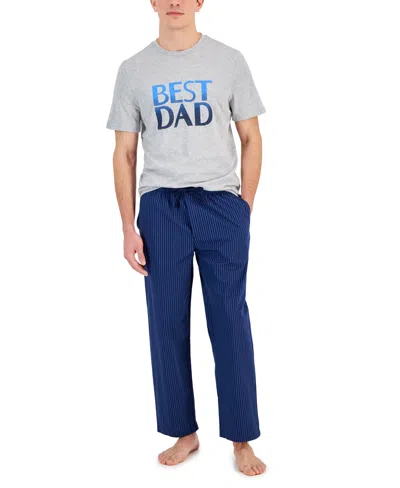 Club Room Men's 2-pc. Best Dad Graphic T-shirt & Stripe Pajama Pants Set, Created For Macy's In Fday Set