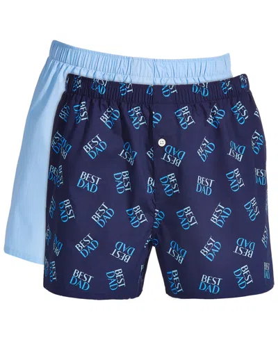 Club Room Men's 2-pk. Regular-fit Cotton Boxers, Created For Macy's In Placid Blue