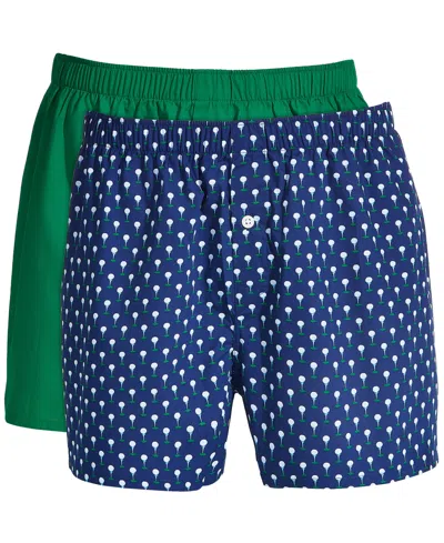Club Room Men's 2-pk. Regular-fit Cotton Boxers, Created For Macy's In Verbrant Green