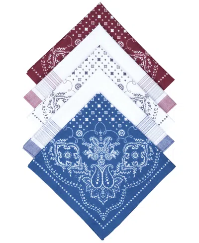 Club Room Men's 5-pk. Combination Blue Patterned Handkerchiefs, Created For Macy's In Multi