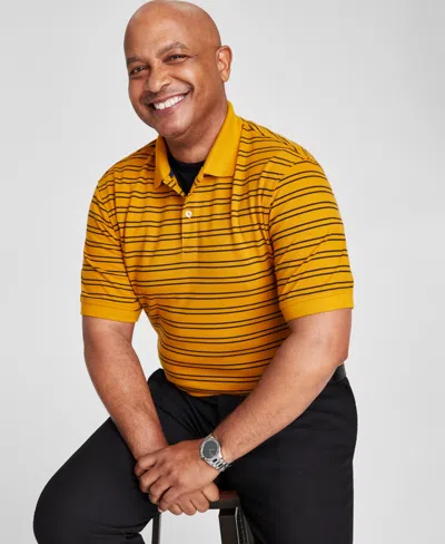 Club Room Men's Striped Short-sleeve Polo Shirt, Created For Macy's In Golden Brown