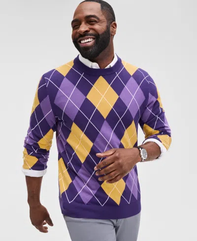 Club Room Men's Argyle Crewneck Sweater, Exclusively At Macy's In Purple