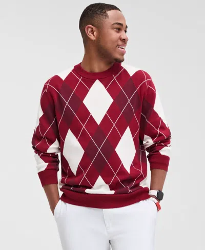 Club Room Men's Argyle Crewneck Sweater, Exclusively At Macy's In Multi