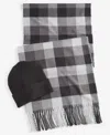 Club Room Men's Beanie & Scarf Set, Created For Macy's In Black,grey
