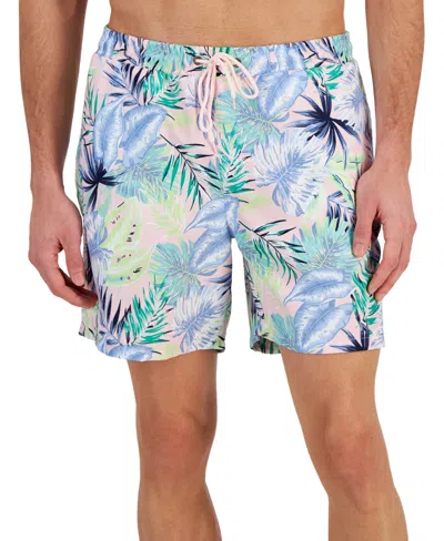 Club Room Men's Bello Floral-print Quick-dry 7" Swim Trunks, Created For Macy's In Rose Shadow