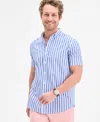 Club Room Men's Bengali Short Sleeved Striped Button-down Shirt, Exclusively At Macy's In Blue