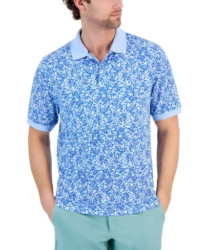 Club Room Men's Berty Floral Pique Polo Shirt, Created For Macy's In Laser Blue