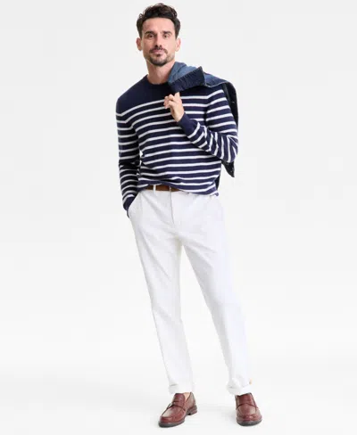 Club Room Men's Breton Regular-fit Stripe 100% Cashmere Sweater In Blue
