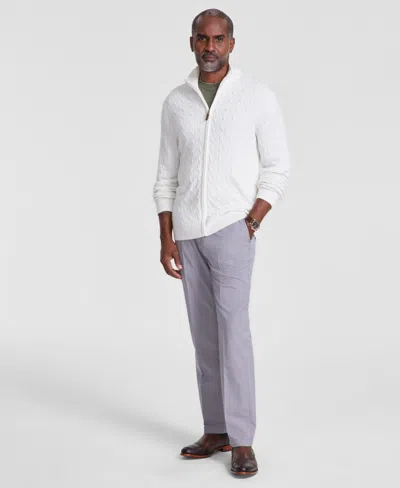 Club Room Men's Cable-knit Full-zip Sweater, Created For Macy's In Winter Ivory