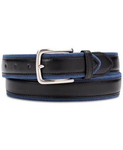 Club Room Men's Canvas Overlay Belt, Created For Macy's In Black,navy