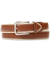 Club Room Men's Canvas Overlay Belt, Created For Macy's In Tan,khaki