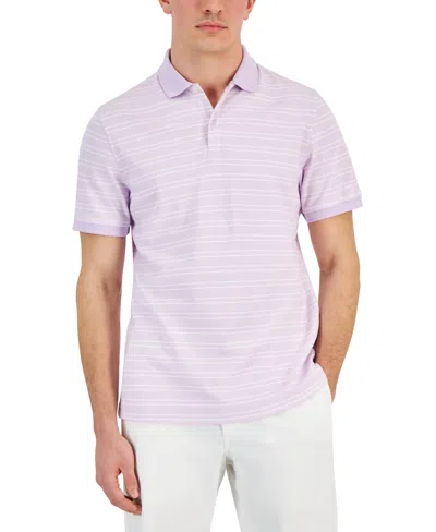 Club Room Men's Carter Novelty Interlock Striped Short Sleeve Polo Shirt, Created For Macy's In Lavender Combo
