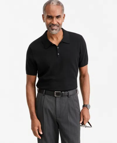 Club Room Men's Cashmere Short-sleeve Polo Sweater, Macy's Exclusive In Black