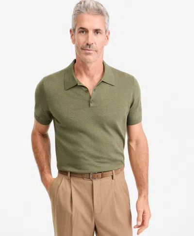 Club Room Men's Cashmere Short-sleeve Polo Sweater, Macy's Exclusive In Green