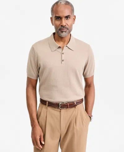 Club Room Men's Cashmere Short-sleeve Polo Sweater, Macy's Exclusive In Neutral