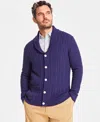 Club Room Men's Chunky Shawl Collar Cardigan Sweater, Created For Macy's In Navy Blue