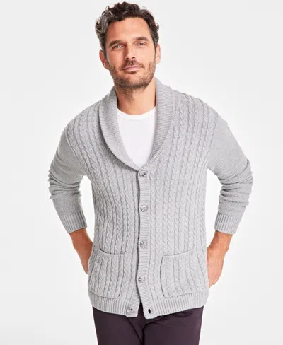 Club Room Men s Chunky Shawl Collar Cardigan Sweater Created For Macy s In Soft Grey Htr ModeSens