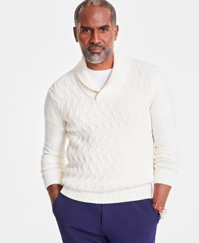 Club Room Men's Chunky Shawl Collar Sweater, Created For Macy's In Winter Ivory