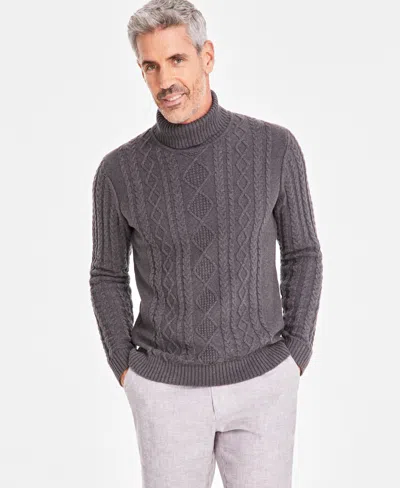 Club Room Men's Chunky Turtleneck Sweater, Created For Macy's In Charcoal Hthr