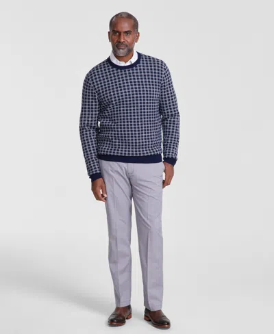 Club Room Men's Clean Check Merino Sweater, Created For Macy's In Navy Blue