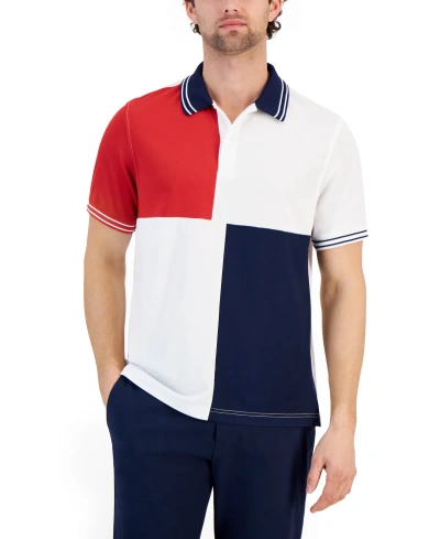 Club Room Men's Colorblocked Sport Polo Shirt, Created For Macy's In Bright White