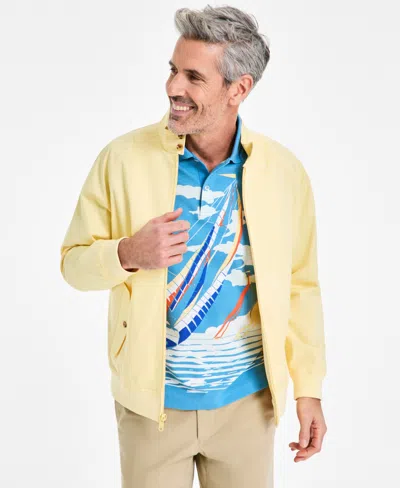 Club Room Men's Cotton-blend Harrington Mock-neck Jacket, Exclusively At Macy's In Pale Sun