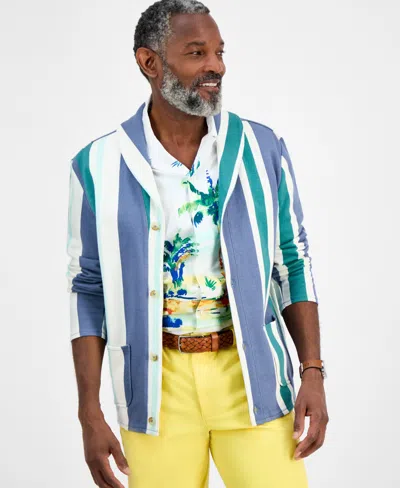 Club Room Men's Cotton Long-sleeve Beach Stripe Cardigan, Exclusively At Macy's In Multi