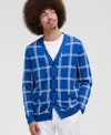Club Room Men's Cotton Windowpane-plaid Cardigan Sweater, Exclusively At Macy's In Blue