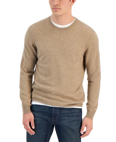 Club Room Men's Crewneck 100% Cashmere Sweater, Macy's Exclusive In Brown
