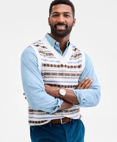 Club Room Men's Drake Fair Isle Sweater Vest, Macy's Exclusive In White