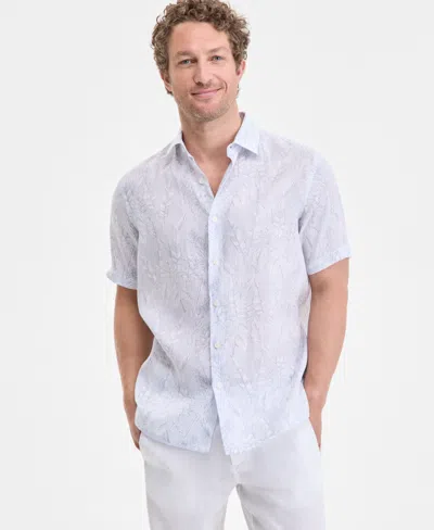 Club Room Men's Elevated Line Regular-fit Tropical-print Button-down Linen Shirt, Exclusively At Macy's