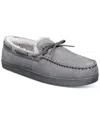 CLUB ROOM MEN'S FAUX-SUEDE MOCCASIN SLIPPERS WITH FAUX-FUR LINING, CREATED FOR MACY'S