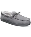 Club Room Men's Faux-suede Moccasin Slippers With Faux-fur Lining, Created For Macy's In Grey