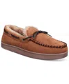 CLUB ROOM MEN'S FAUX-SUEDE MOCCASIN SLIPPERS WITH FAUX-FUR LINING, CREATED FOR MACY'S