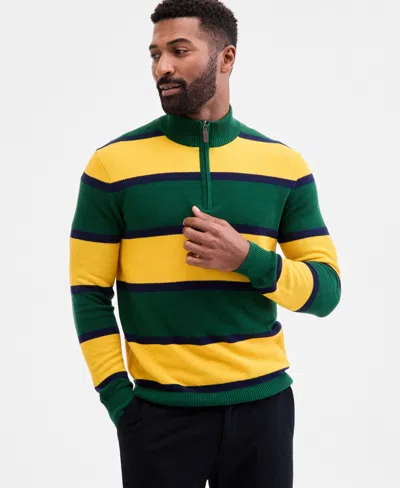 Club Room Men's Finley Stripe Cotton Pique Half-zip Sweater, Macy's Exclusive In Multi