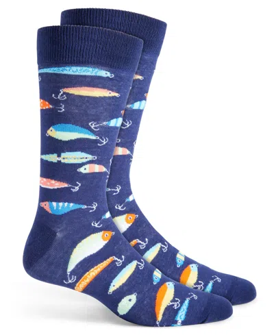 Club Room Men's Fishing Lure Crew Socks, Created For Macy's In Green