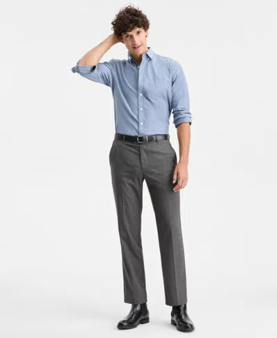 Club Room Men's Flat-front Straight-fit Dress Pants, Macy's Exclusive In Gray