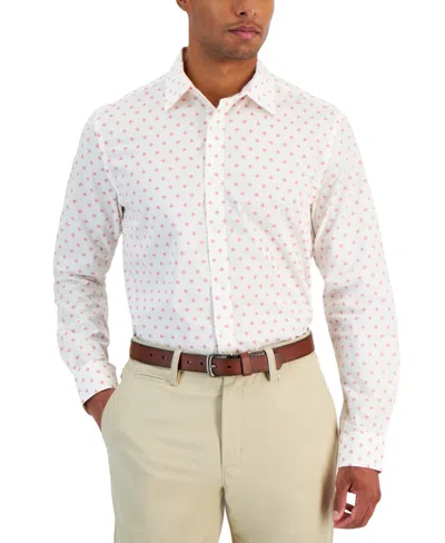 Club Room Men's Floral Diamond Shirt, Created For Macy's In Winter Ivory
