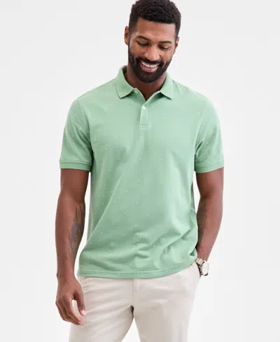 Club Room Men's Foulard-print Pique Short-sleeve Polo, Macy's Exclusive In Green