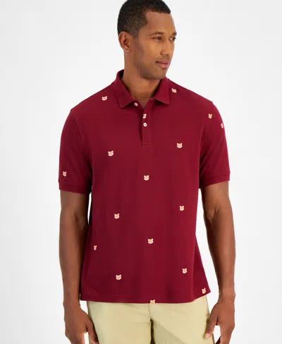 Red Fox Club Fox Shirt Club Room Men's Fox Face Short Sleeve Pique