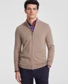 Club Room Men's Full-zip Cashmere Sweater, Created For Macy's In Drk Natural Htr