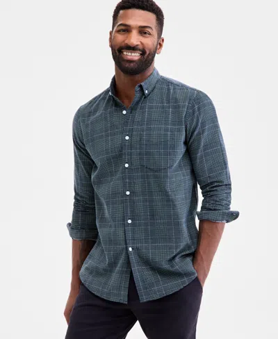 Club Room Men's Glen Plaid Cotton Corduroy Shirt, Macy's Exclusive In Multi