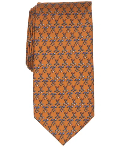 Club Room Men's Golfers Print Classic Tie In Cognac