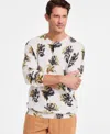 Club Room Men's Harrison Regular-fit Floral Cashmere Sweater, Created For Macy's In Moonstruck