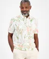 Club Room Men's Hero Short Sleeve Leaf Print Polo Shirt, Exclusively At Macy's In White