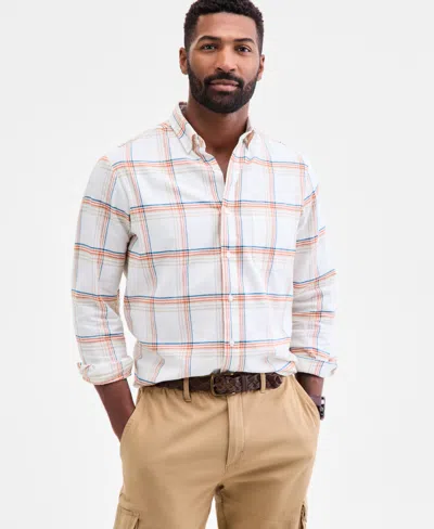 Club Room Men's Hunter Plaid Button-down Flannel Shirt, Macy's Exclusive In Multi